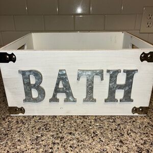 Rustic White Bath Storage Box